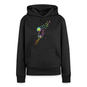 Dandelion blowball, flower, summer, garden, spring - Sweat à capuche Premium bio Femme - noir - Devant - Julia (174cm)