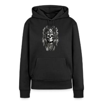 Floral Skull full - Frauen Premium Bio Hoodie - Schwarz - Vorne - Julia (174cm)