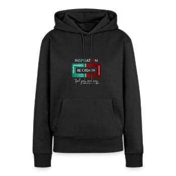 Inspiration Soyez créatif - Sweat à capuche Premium bio Femme - noir - Devant - Julia (174cm)