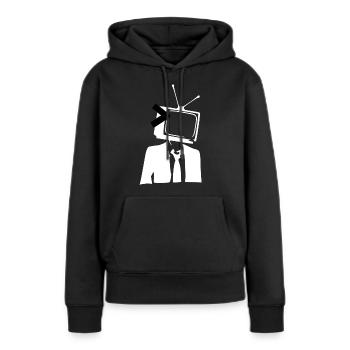 Tv Fernseher als Kopf - Frauen Premium Bio Hoodie - Schwarz - Vorne - Julia (174cm)