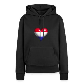 Niederlande glänzendes Herz blau weiß rot Fahne - Frauen Premium Bio Hoodie - Schwarz - Vorne - Julia (174cm)