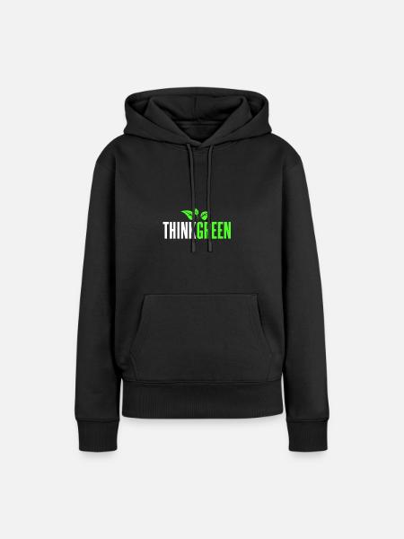 Think Green - Frauen Premium Bio Hoodie - Schwarz