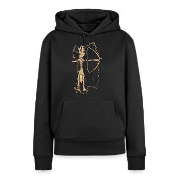 Sardischer Bronze Bogenschütze Mitteilungen Kork - Frauen Premium Bio Hoodie - Schwarz - Vorne - Julia (174cm)
