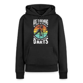 Hache Hache Lancer Hache Hache LanceUse Hache Lancer Drôle - Sweat à capuche Premium bio Femme - noir - Devant - Julia (174cm)