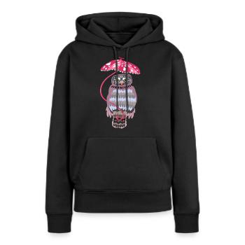 chouette au parapluie - Sweat à capuche Premium bio Femme - noir - Devant - Julia (174cm)