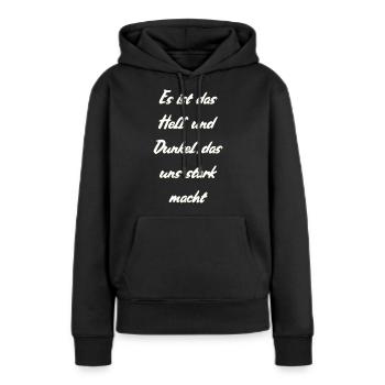 Hell und Dunkel - Frauen Premium Bio Hoodie - Schwarz - Vorne - Julia (174cm)