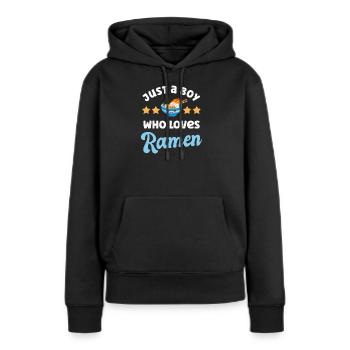 Nouilles Ramen - Sweat à capuche Premium bio Femme - noir - Devant - Julia (174cm)