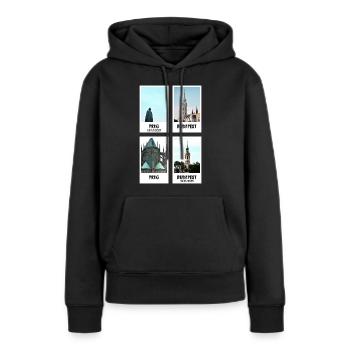 travel photo wall - Frauen Premium Bio Hoodie - Schwarz - Vorne - Julia (174cm)