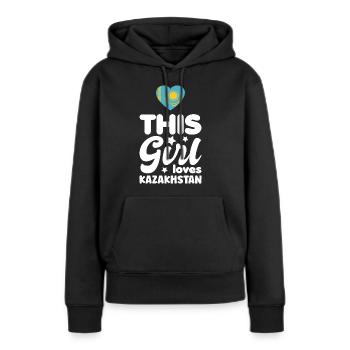 Kasachstan Flagge Kasachstan Fahne Kazakhstan - Frauen Premium Bio Hoodie - Schwarz - Vorne - Julia (174cm)