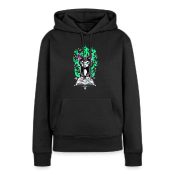 Chaton alchimique - Sweat à capuche Premium bio Femme - noir - Devant - Julia (174cm)