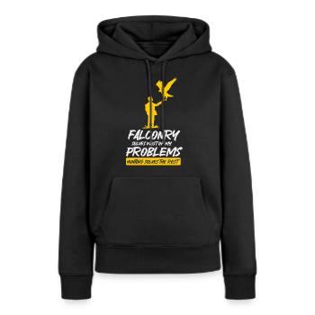 Falknerei Ornithologie Geschenk - Frauen Premium Bio Hoodie - Schwarz - Vorne - Julia (174cm)