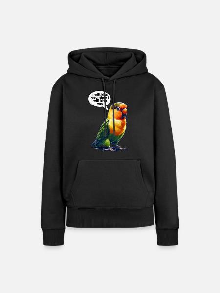 Inséparable Oiseaux d’amour - Dame Premium hoodie, økologisk bomuld - sort