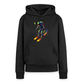 Spaceman sur les skis - Sweat à capuche Premium bio Femme - noir - Devant - Julia (174cm)