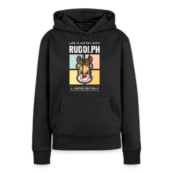 Rudolph - Sweat à capuche Premium bio Femme - noir - Devant - Julia (174cm)