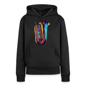 Tuba - Sweat à capuche Premium bio Femme - noir - Devant - Julia (174cm)