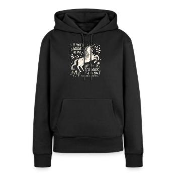 Alice im Wunderland Einhorn Zitat – Believe in you - Frauen Premium Bio Hoodie - Schwarz - Vorne - Julia (174cm)