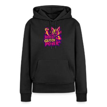 Hypno Glitch Power! - Frauen Premium Bio Hoodie - Schwarz - Vorne - Julia (174cm)
