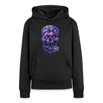 Crâne mystique avec talisman et edelweiss - Sweat à capuche Premium bio Femme - noir - Devant - Julia (174cm)