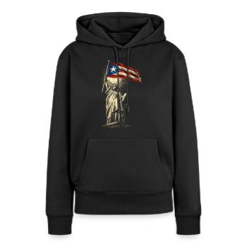 Porto Rico Boricua - Sweat à capuche Premium bio Femme - noir - Devant - Julia (174cm)