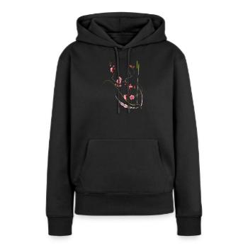 Style zen de la fleur de prunier japonaise - Sweat à capuche Premium bio Femme - noir - Devant - Julia (174cm)