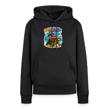 Urlaubs Vibes - Frauen Premium Bio Hoodie - Schwarz - Vorne - Julia (174cm)