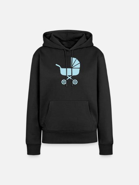 Blauer Kinderwagen Baby Geburt Geschenk - Frauen Premium Bio Hoodie - Schwarz