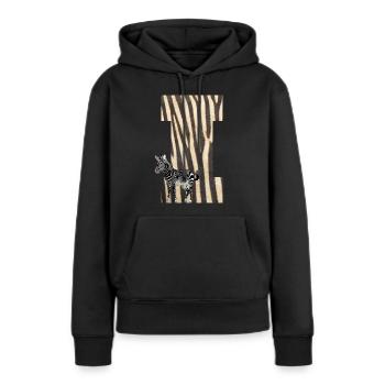 zèbre i - Sweat à capuche Premium bio Femme - noir - Devant - Julia (174cm)