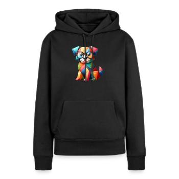 Abstrakter Babyhund mit Brille - Frauen Premium Bio Hoodie - Schwarz - Vorne - Julia (174cm)