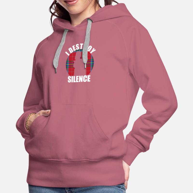 « I Destroy Silence » drôle de conception de cornemuse Sweat à capuche Premium bio Femme