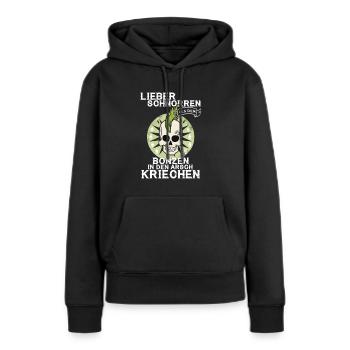 PUNK - Arsch kriechen - Frauen Premium Bio Hoodie - Schwarz - Vorne - Julia (174cm)