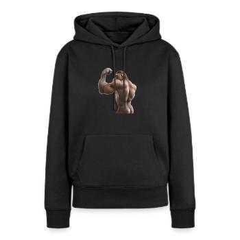 Monkey flexes biceps - Muscular monkeys - Women’s Premium Organic Hoodie - black - Front - Julia (174cm)