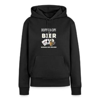 Doppelkopf und Bier - Frauen Premium Bio Hoodie - Schwarz - Vorne - Julia (174cm)