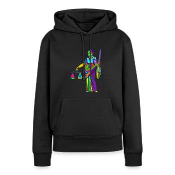 justice - Sweat à capuche Premium bio Femme - noir - Devant - Julia (174cm)