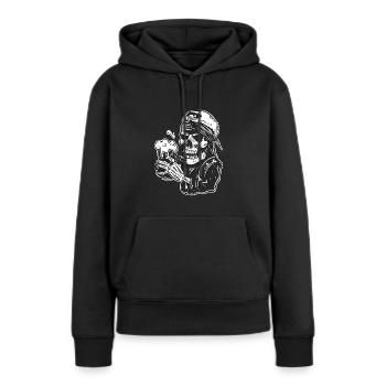 Boire des marins morts « Aye Aye » - Sweat à capuche Premium bio Femme - noir - Devant - Julia (174cm)