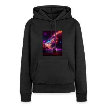 Piratenschiff im Weltraum - Frauen Premium Bio Hoodie - Schwarz - Vorne - Julia (174cm)