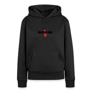 Albanie Carte Albanie Albanie Fierté Albanais - Sweat à capuche Premium bio Femme - noir - Devant - Julia (174cm)
