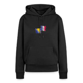 Bosnien Frankreich Vintage Flagge Bosnier - Frauen Premium Bio Hoodie - Schwarz - Vorne - Julia (174cm)
