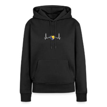 Bosnien Herzschlag Bosnische Flagge Bosnier - Frauen Premium Bio Hoodie - Schwarz - Vorne - Julia (174cm)