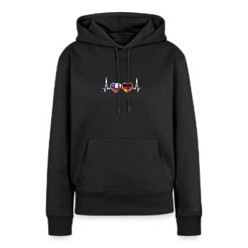 Chile Deutschland Vintage Herzschlag Flagge - Frauen Premium Bio Hoodie - Schwarz - Vorne - Julia (174cm)