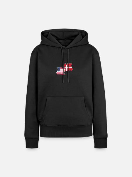 Dänemark USA Flagge Amerikanisch Dänisch - Dame Premium hoodie, økologisk bomuld - sort