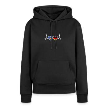 Kosovo Allemagne Heartbeat Flag Kosovo - Sweat à capuche Premium bio Femme - noir - Devant - Julia (174cm)
