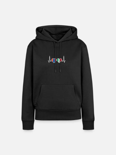 Mongolei Italien Herzschlag Flagge Mongolisch - Frauen Premium Bio Hoodie - Schwarz