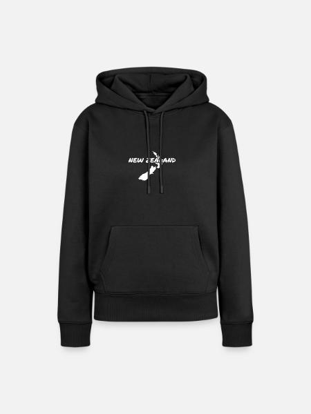 New Zealand Karte Neuseeland Neuseeländisch - Dame Premium hoodie, økologisk bomuld - sort