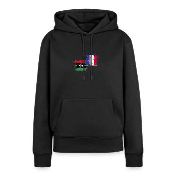Libyen Frankreich Vintage Flagge Libyer - Frauen Premium Bio Hoodie - Schwarz - Vorne - Julia (174cm)
