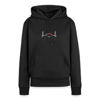 Libyen Herzschlag Libysche Flagge Libyer - Frauen Premium Bio Hoodie - Schwarz - Vorne - Julia (174cm)