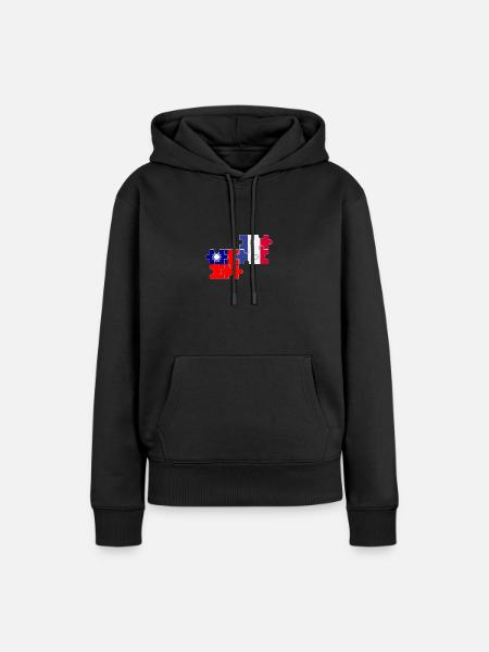 Taïwan France Drapeau Français Taïwanais - Sweat à capuche Premium bio Femme - noir