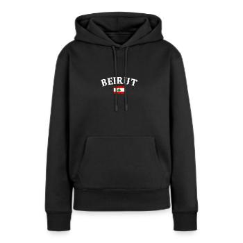 Beyrouth Liban Vintage drapeau libanais - Sweat à capuche Premium bio Femme - noir - Devant - Julia (174cm)