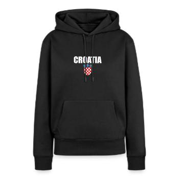 Croatie Armoiries Croatie Drapeau croate Croatie - Sweat à capuche Premium bio Femme - noir - Devant - Julia (174cm)