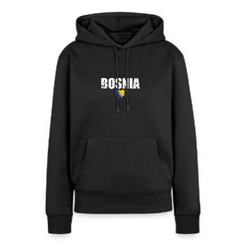 Bosnie Bosnie Vintage Drapeau bosniaque - Sweat à capuche Premium bio Femme - noir - Devant - Julia (174cm)