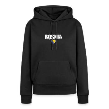 Bosnia Bosnien Vintage Bosnische Flagge Bosnier - Frauen Premium Bio Hoodie - Schwarz - Vorne - Julia (174cm)